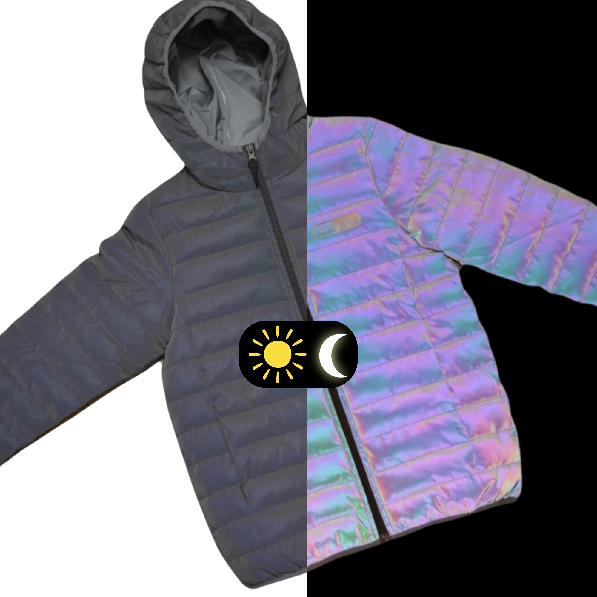 Reflective Childrens Puffer Jacket Rainbow SeeBright